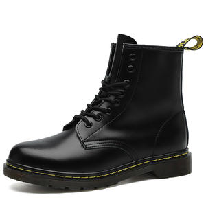 Bottes Martin montantes unisexe pour femme, classiques en cuir rigide, à perles, à lacets, avec bout lumineux, bottes d'hiver originales - Product Image 1