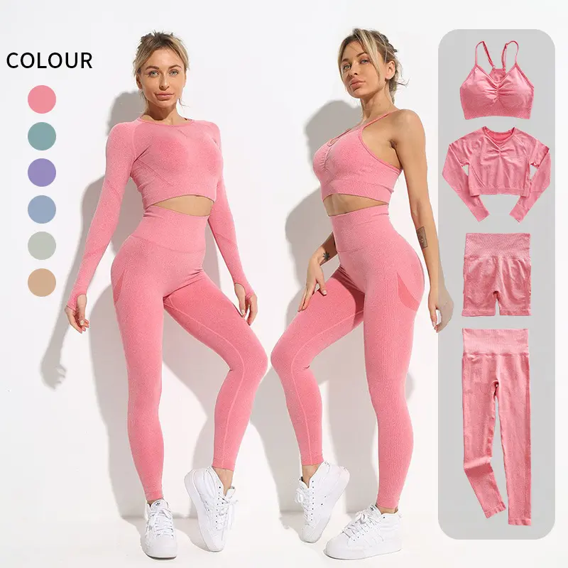 Nuovi pantaloni a due pezzi Set abbigliamento da Yoga per donna vita alta sport elastico stretto Fitness tuta sportiva tuta da donna Set da Yoga senza cuciture