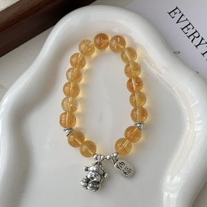 Pulsera de cristal amarillo con dios de la riqueza, plata de ley S925, piedra natural, forma de animal, unisex, uso diario - Product Image 2