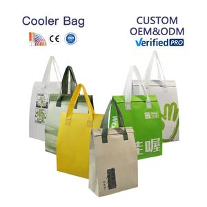 Sac isotherme personnalisé élégant en non-tissé avec logo, en aluminium, pour le déjeuner, multicolore, pour pique-nique, courses, thermique, imperméable - Product Image 1
