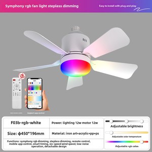 LED <b>Ceiling</b> Fan <b>Light</b> E27 with <b>Remote</b> <b>Control</b> Dimming 6-speed Adjustable Wind Speed Suitable for Living Room Study Home Use - Product Image 6