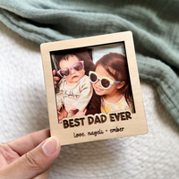 Bingkai Foto Magnetik Kayu MDF Kustom dengan Magnet Hadiah Bisnis Bentuk Persegi Panjang Kemasan Kotak Aman Coklat Logo Kustom