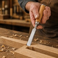 Kit de 8 ciseaux à bois pour la sculpture sur bois avec étui en bois de qualité supérieure, ciseaux à bois avec manche en bois, ensembles d'outils
