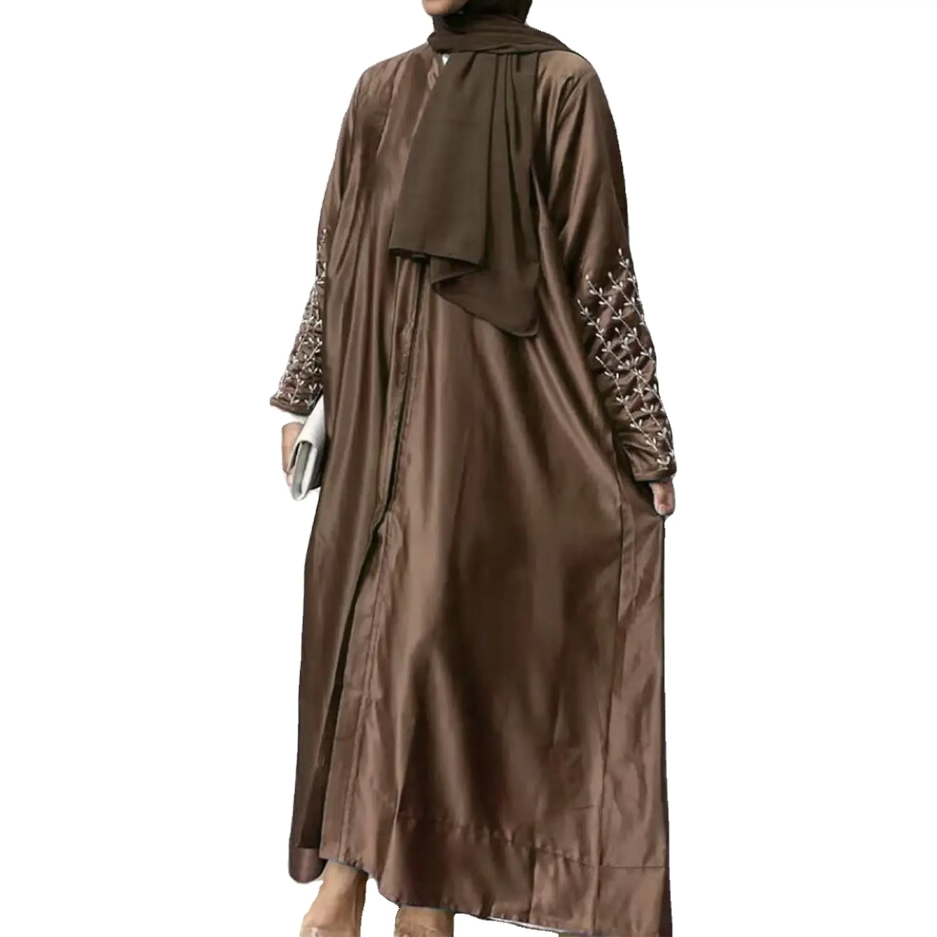 2023 Modest Moda Feminina Islâmica Vestuário Robe Dress Longo Elegante Frente Aberta Vestido Muçulmano Cardigans Abaya