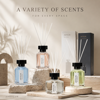 Diffuseur de parfum d'ambiance haut de gamme 120 ml aux senteurs Vanille Noire, Bois de Santal et Azure – OEM, Marque Privée, Arôme Personnalisé, Cadeau