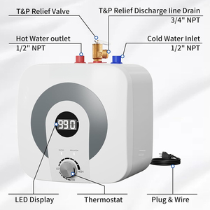 <span class=keywords><strong>Chauffe</strong></span>-<span class=keywords><strong>eau</strong></span> <span class=keywords><strong>électrique</strong></span>, mini-réservoir sous l'évier, <span class=keywords><strong>chauffe</strong></span>-<span class=keywords><strong>eau</strong></span> instantané avec valve de <span class=keywords><strong>d</strong></span>égagement de pression, affichage numérique - Product Image 5