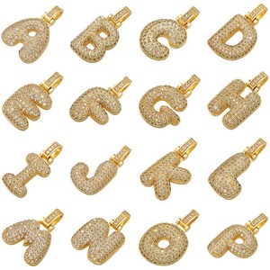 Hip Hop laiton Micro incrusté Zircon 26 lettre anglaise A à Z pendentif <span class=keywords><strong>Rap</strong></span> mode grosse lettre pendentif accessoires en gros personnalisé - Product Image 3