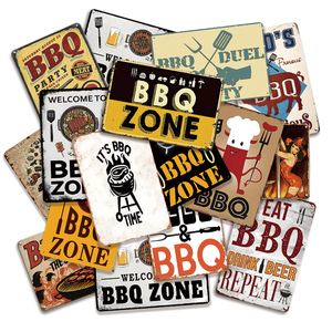Plaques en métal décoratives pour barbecue, 20x30cm, vintage, rétro, pour pique-nique, décoration de fête - Product Image 1
