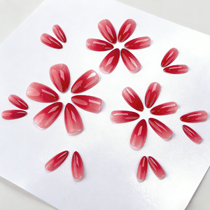 Faux <span class=keywords><strong>ongles</strong></span> brillants et élégants, <span class=keywords><strong>dégradé</strong></span> <span class=keywords><strong>rouge</strong></span> sang de pigeon, <span class=keywords><strong>ongles</strong></span> longs en amande, réutilisables, à presser - Product Image 6