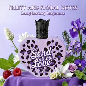 Spray Corporal Perfumado de Larga Duración con Notas Florales y Frutales, Aroma a Frambuesa, Rosa, Violeta y Almizcle, con Estampado de Leopardo Morado en Forma de Corazón, 100 ml, para Mujer - Product Image 5