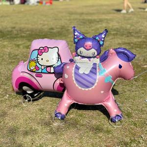 وحيد القرن الماكابيبارا الألبكة Kt القط سيارة البالون كشك حديقة ثلاثي الأبعاد الكرتون رقائق الألومنيوم البالون مع عجلات عنصر واحد - Product Image 4