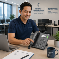 Téléphone IP PoE Gigabit Flyingvoice P20G, 2 lignes SIP, Wi-Fi double bande 2,4 GHz, USB 2.0, écran LCD rétroéclairé 2,3 pouces, prise en charge EHS10
