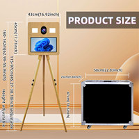 Photomaton rétro en bois avec écran tactile de 15,6 pouces, coque de photomaton portable, trépied pour selfie, machine de photomaton DSLR