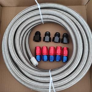 Linee blu nere in Nylon acciaio inossidabile SS intrecciato Flex tubi del carburante con raccordi per acqua olio carburante tubo e refrigerante - Product Image 2