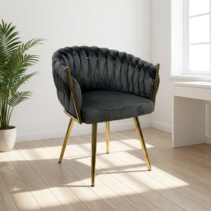 Velvet Accent <b>Chair</b> Tufted Upholstered Shell Armchair Metal Leg Side <b>Chair</b> for Living Room Hotel Lounge - Product Image 5