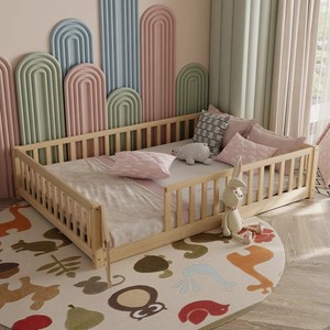 <span class=keywords><strong>Letto</strong></span> Montessoriano per <span class=keywords><strong>Bambini</strong></span> Struttura <span class=keywords><strong>Letto</strong></span> di Design in Legno per Bambino con Recinzione e Porta - Product Image 1