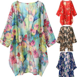 <span class=keywords><strong>Kimono</strong></span> Lungo Estivo da <span class=keywords><strong>Donna</strong></span> in Chiffon, Copricostume Floreale Bohemien, Blusa da Spiaggia, Top a Canotta, <span class=keywords><strong>Camicia</strong></span> per Bikini - Product Image 6