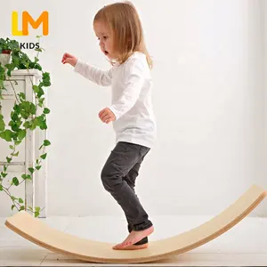 LM บอร์ดไม้ Montessori สำหรับเด็ก,บอร์ดมัลติฟังก์ชันสำหรับใช้เล่นเซิร์ฟฟิตเนสฝึก Wobble Board สำหรับเด็กกระดานโค้งโยคะ
