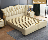 Meubles de chambre à coucher de luxe, lit en cuir écologique moderne pour hôtel, lit double avec rangement, lit rembourré doux