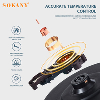 Sokany 09022 2.5L 1500W en acier inoxydable intelligent Portable petite chaudière à eau bouilloires électriques
