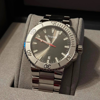 Montre automatique de plongée professionnelle étanche, bracelet entièrement en acier inoxydable, cadran brun foncé, calendrier, montre cadeau pour homme