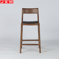 Nouvelle chaise haute de bar en bois, style moderne et minimaliste, pour îlot de cuisine, comptoir ou réception, hauteur 95 cm, avec dossier.