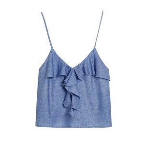 NOVEDAD DE VERANO 2025, ropa informal para mujer, estilo de lujuria pura Sexy, tirantes cortos con volantes en capas, suministro transfronterizo ajustado Vintage - Product Image 1