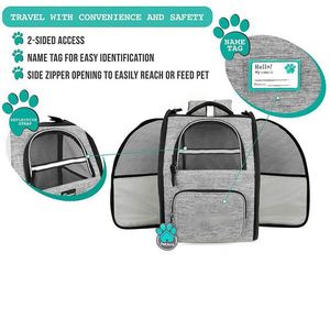 BSCI Factory Deluxe Pet Carrier <b>Backpack</b> for Small <b>Cats</b> and Dogs Child Puppies Ventilated Design Two-Sided Entry Safety Features - Product Image 2