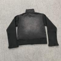 Veste en denim tricotée pour homme avec broderie appliquée personnalisée, lavage à l'acide, fermeture éclair vintage, veste pour homme, logo appliqué délavé