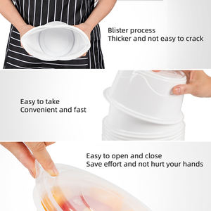 Contenants ronds en PP noir de 10 oz (300 ml) pour salades, bols, récipients pour pâtes, soupes, bols en plastique durables pour micro-ondes avec couvercle - Product Image 2