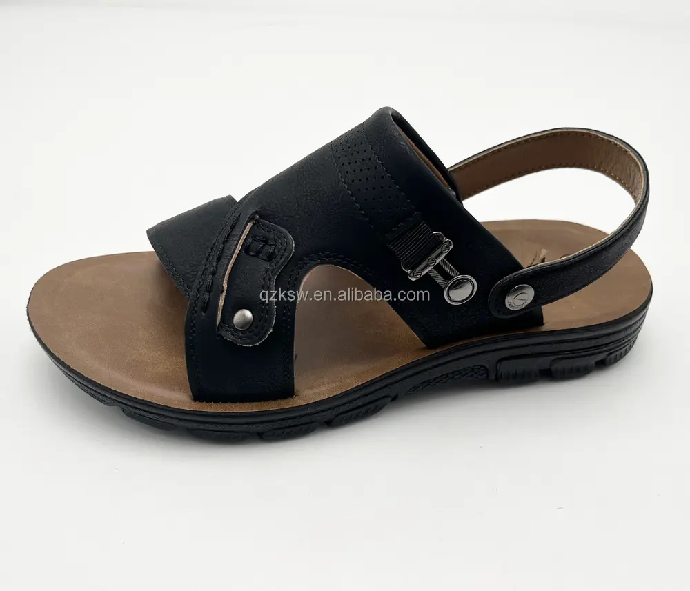 Sepatu sandal pria, penjualan laris desain baru Anti slip PU sol luar sepatu sandal datar