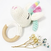 Poupée Animal en coton biologique doux, jolis jouets hochet au Crochet, anneau de dentition artisanal, silicone de qualité alimentaire, vente en gros