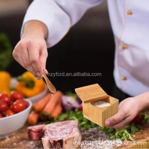 Bamboo Salt Box With Spoon Magnetic Lid Airtight Kitchen Storage <b>Spice</b> <b>Jar</b> M Size - Product Image 3