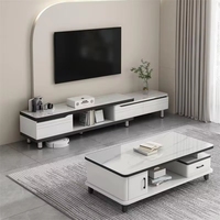 Ensemble table basse et meuble TV en bois massif moderne avec rangement, meubles de maison durables et écologiques