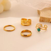 G2224 Vente en gros anillos de acero inoxidable 18K Gold PVD Plated Stainless Steel Hollow Ring Set Women Fashion Jewelry Rings
