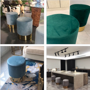 Chaises de salle à manger minimalistes pour la maison, rembourrées, en <span class=keywords><strong>fer</strong></span> <span class=keywords><strong>forgé</strong></span>, style moderne, tabourets en velours nordique pour hôtel - Product Image 3