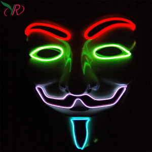 Masque PVC tendance pour Halloween, style <span class=keywords><strong>V</strong></span> pour <span class=keywords><strong>Vendetta</strong></span>, avec fil électrique lumineux LED, masque LED Anonymous - Product Image 5