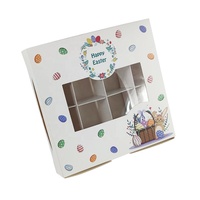 16 rejillas de conejo de Pascua, corazón hueco transparente, caja de Chocolate con ventana transparente, caja de embalaje de dulces para decoración de fiesta de Pascua