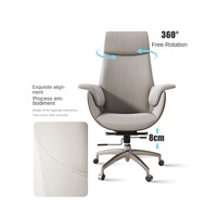Chaise de bureau Boss en cuir véritable, design moderne et simple, ergonomique, pivotante, avec base à 5 étoiles et accoudoirs fixes, pour chambre à coucher