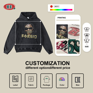 275G venta al por mayor personalizado Highstreet 100% algodón manga larga lavado Regular Fit Puff estampado hombres sudadera Retro American Vibe <span class=keywords><strong>B</strong></span> - Product Image 6