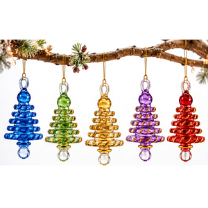 Adornos Navideños Únicos en Forma de Árbol de Navidad, Hechos a Mano en Egipto, con Decoración Dorada - Product Image 1