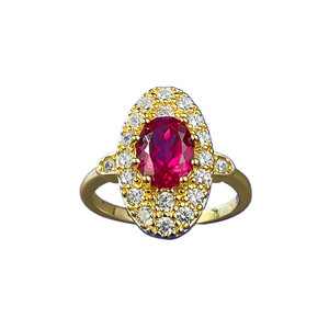 Nuovo Anello in Argento S925 Stile Palazzo Retrò di Lusso con Zircone Rosso Ellittico 6 * 8mm, Gioiello da Matrimonio - Product Image 1