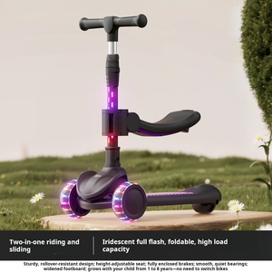 Patinete Plegable 3 en 1 para Niños con Ruedas Luminosas, Asiento Ajustable y Rodamientos Silenciosos, Carro Deslizante para Niños - Product Image 3
