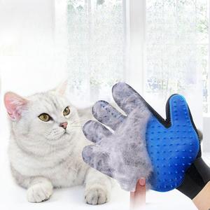 ถุงมือสำหรับสัตว์เลี้ยงสำหรับสุนัขและแมว แปรงกรูมมิ่ง ถุงมือกำจัดขน อุปกรณ์ดูแลสัตว์เลี้ยง สีฟ้า ขนาดเดียว - Product Image 2