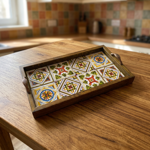Plateau de service de Noël en bois décoratif, gravé à la main, écologique, poli, compatible lave-vaisselle et micro-ondes, le plus vendu - Product Image 1