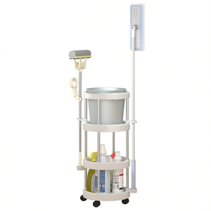 Carrito de limpieza de aluminio con cesta de almacenamiento, 3 estantes y 4 ruedas, carrito móvil para limpieza - Product Image 1