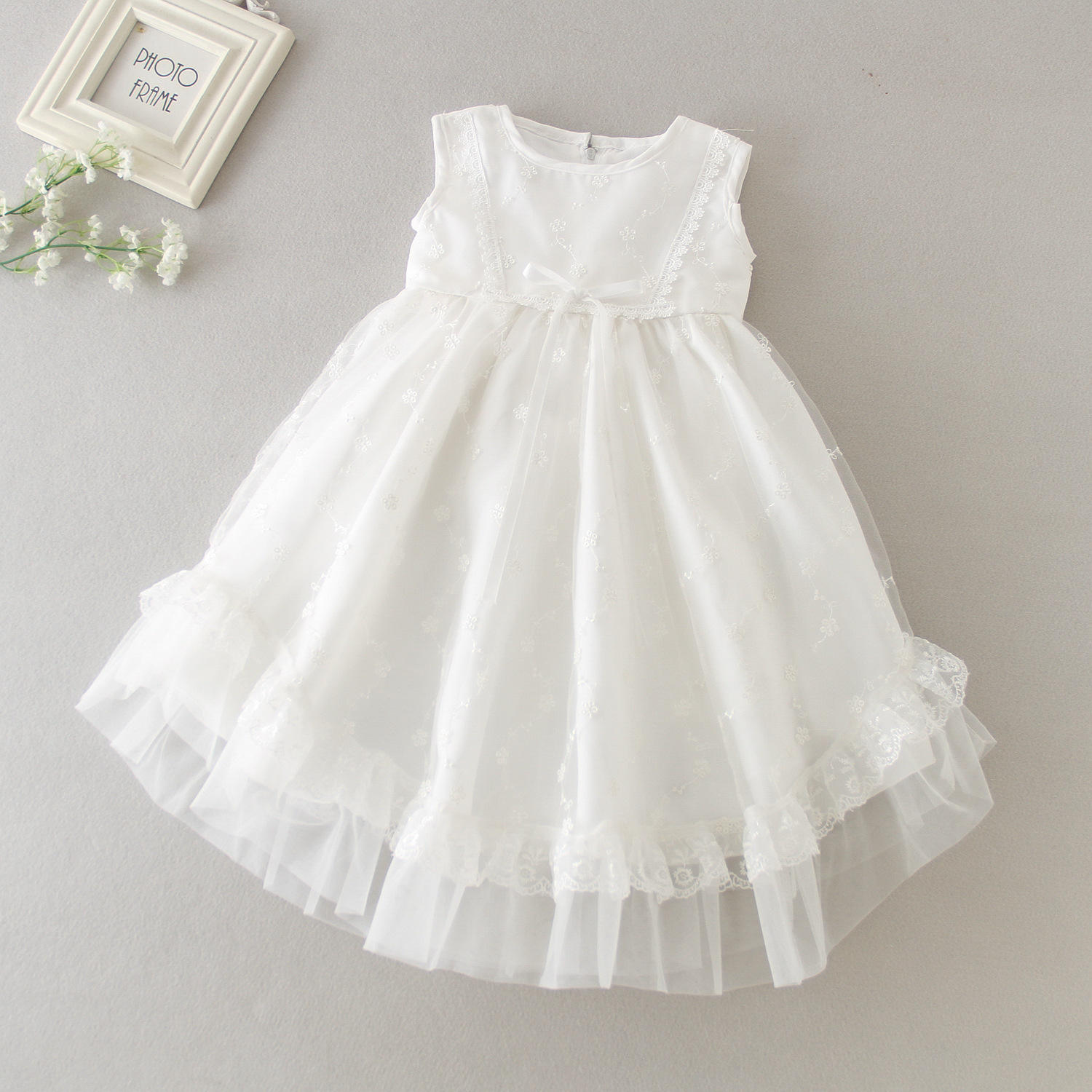 Lito Angels - Abito In Pizzo Da Battesimo, Vestito Bianco Con Mantella E Cappellino Per Neonata Bimba, Taglia 0 Mesi - Foto 12