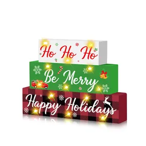 メリークリスマスLEDサインカスタムライトアップサイン木製クリスマスレターデスクトップ装飾家の装飾LEDサイン
