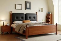 Lit plateforme de luxe moderne en bois massif français, rembourré, taille Queen, OEM ODM