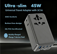 FOXCAN PD45W Chargeur de voyage portable multi-ports ultra-mince tout-en-un 1 USB-A 3 USB-C QC3.0 pour ordinateur portable, appareil photo, voyages d'affaires à l'étranger